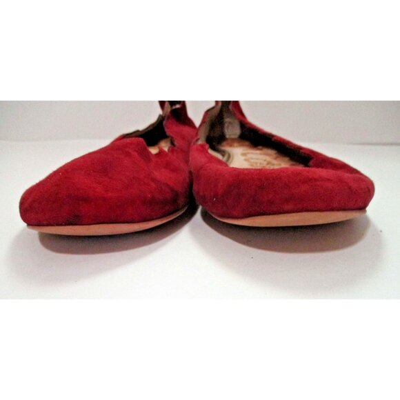 Sam Edelman Cranberry Pink Suede Flats Scalloped Edges - Size - US8M/EU38 - Picture 4 of 10